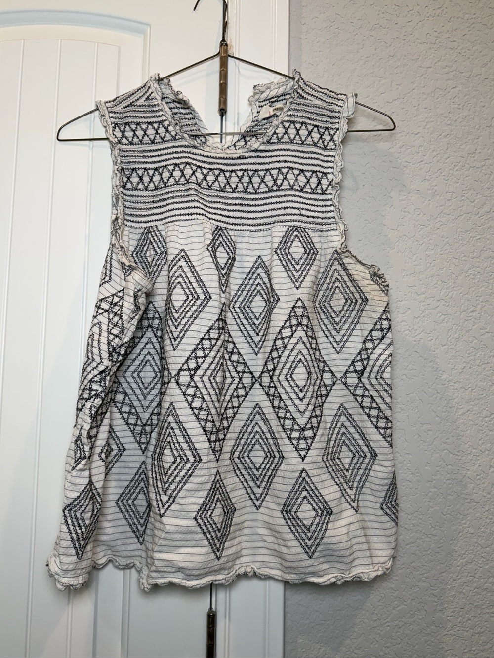 Anthropologie Black and White Diamond-Print Sleeveless Camisole